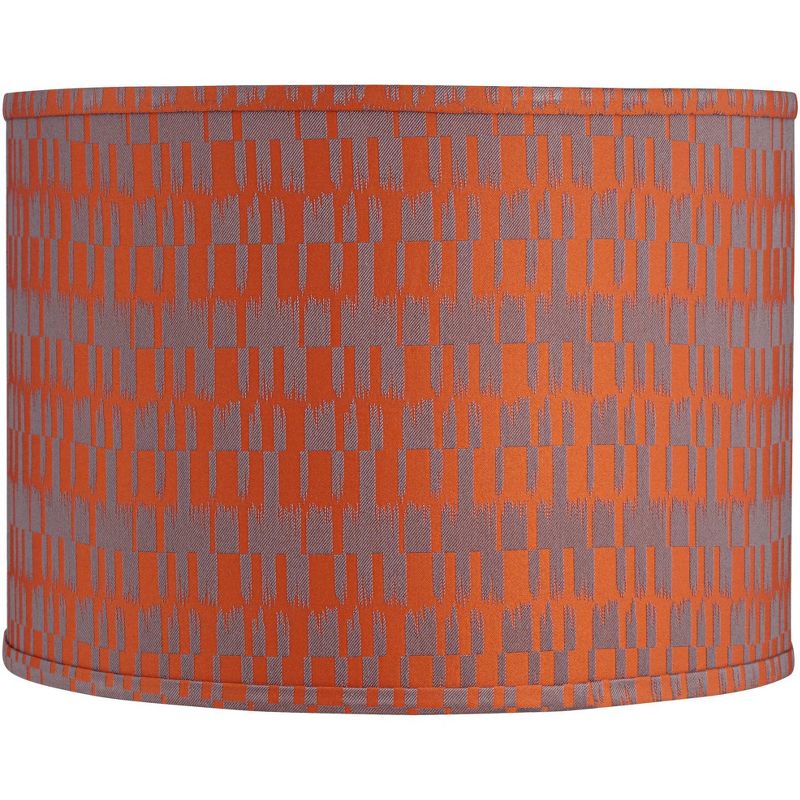Springcrest Orange and Taupe Medium Drum Lamp Shade 15" Top x 15" Bottom x 11" High (Spider) Replacement with Harp and Finial