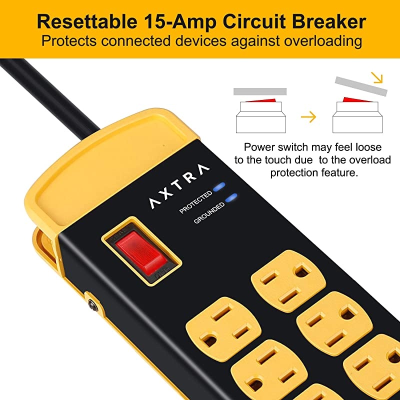 8-Outlet Metal Surge Protector Power Strip with USB Charging Port, 9-Foot Heavy-Duty Extension Cord, 1800 Joules, 15-Amp Circuit Breaker for Home, Office, School, Smartphone, Tablet [ETL Listed]