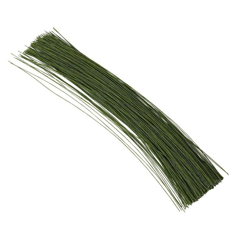 Juvale 300-Piece Dark Green 16-inch Floral Flower Wire Stems Florist Flower Arrangement, 24 Gauge