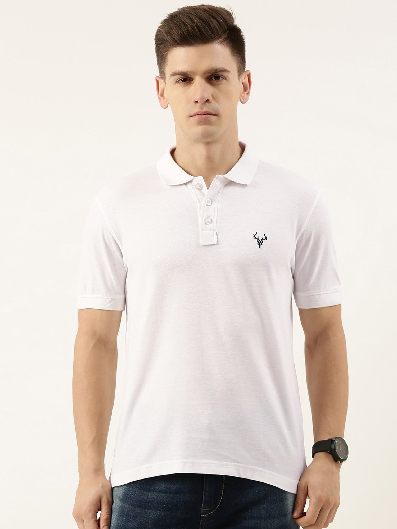 IVOC White Regular Fit Cotton Polo T-Shirt