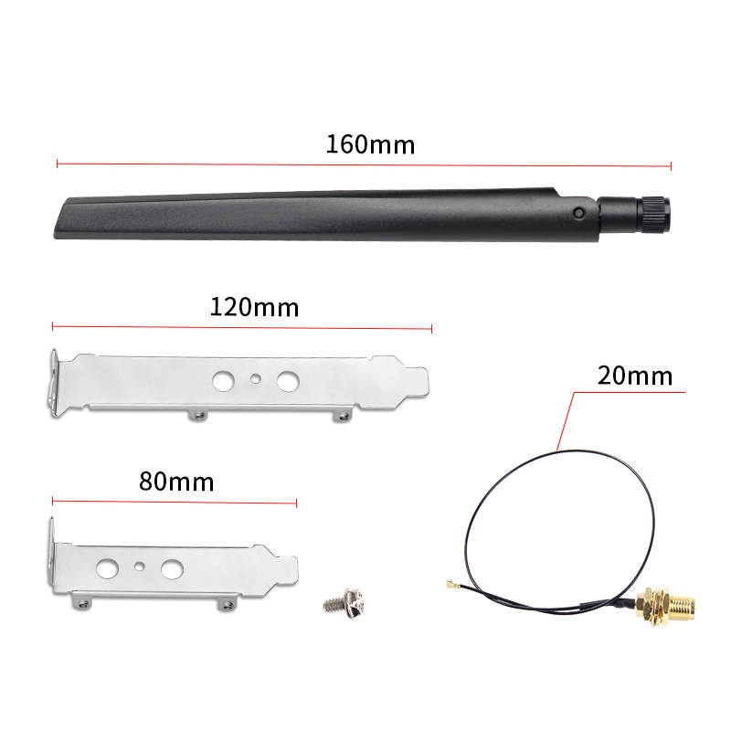 FV-AXE210NG Wi-Fi 6E Desktop Kit Wireless Adapter Bluetooth 5.2 + 3000Mbps 2.4Ghz 5Ghz 6Ghz M.2 2230 Key E With Intel AX210 AX210NGW 802.11ax/ac Support MU-MIMO OFDMA Windows 10 With 6Dbi Antenna Set
