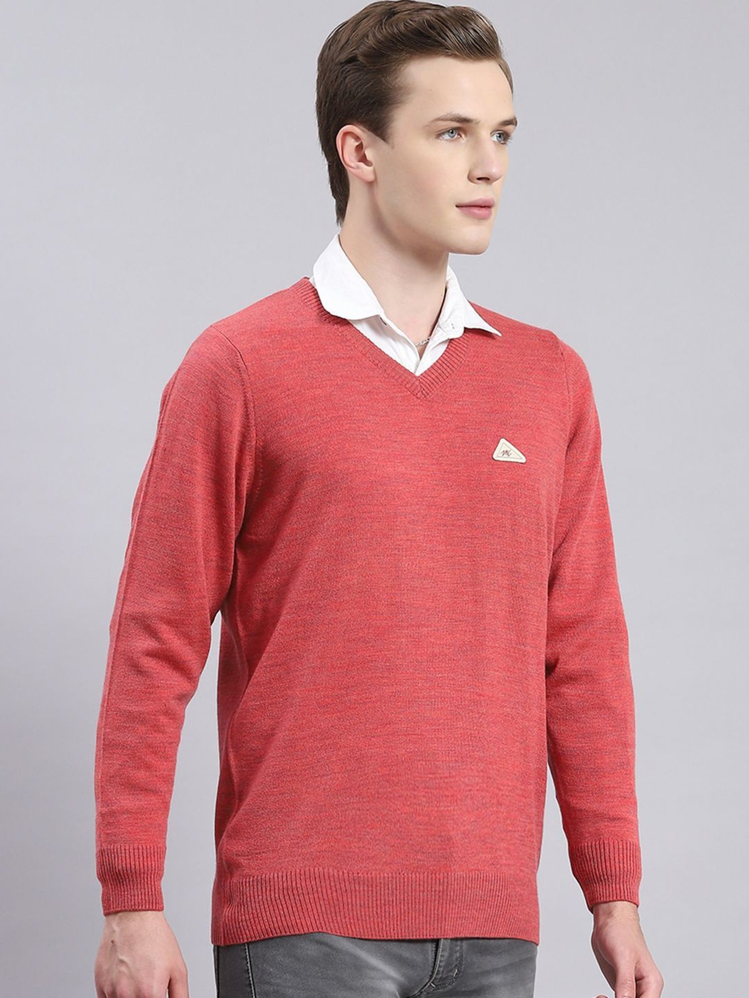 Monte Carlo Gajri Red Regular Fit Pure Wool Sweater