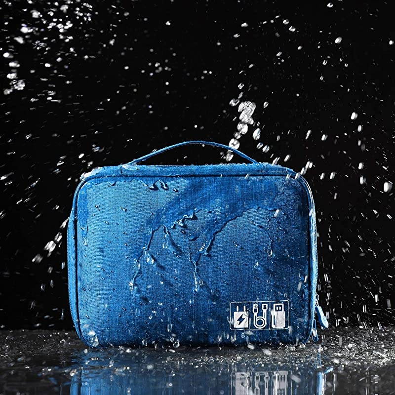 Organizer, Electronic Accessories Double Layer Travel Cable Organizer Cord Storage Bag for Cables, iPad (Up to 9.7''), Charger, Phone, USB, SD Card(Black)