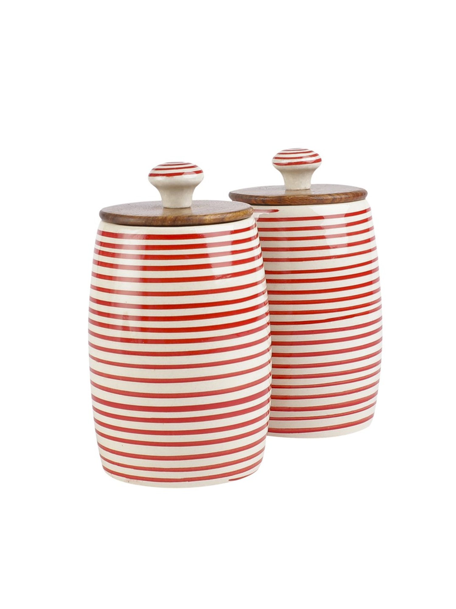 VarEesha Red Ceramic Small Dholak Jars - Set of 2