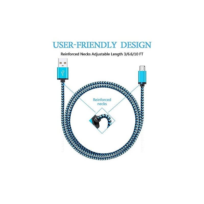 Micro USB Cable,5Pack 6.6FT/2M  Quick Charge Cable Braided Micro USB 2.0 A Male to Micro B USB Charger Cord for Samsung Galaxy S6 S7 Edge Plus, LG,Moto X, HTC, Android Tablets and More