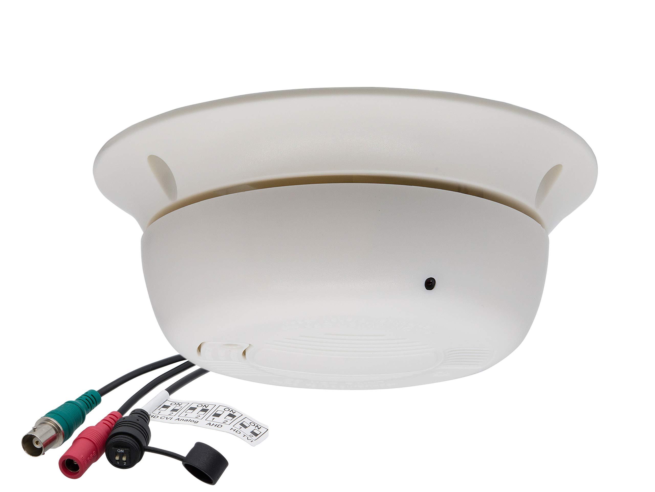 Evertech Smoke Detector Style Hidden Camera 1080p AHD TVI CVI Analog Non-Functional Smoke Alarm Detector Hidden CCTV Security Camera (12V Adapter is NOT Included)