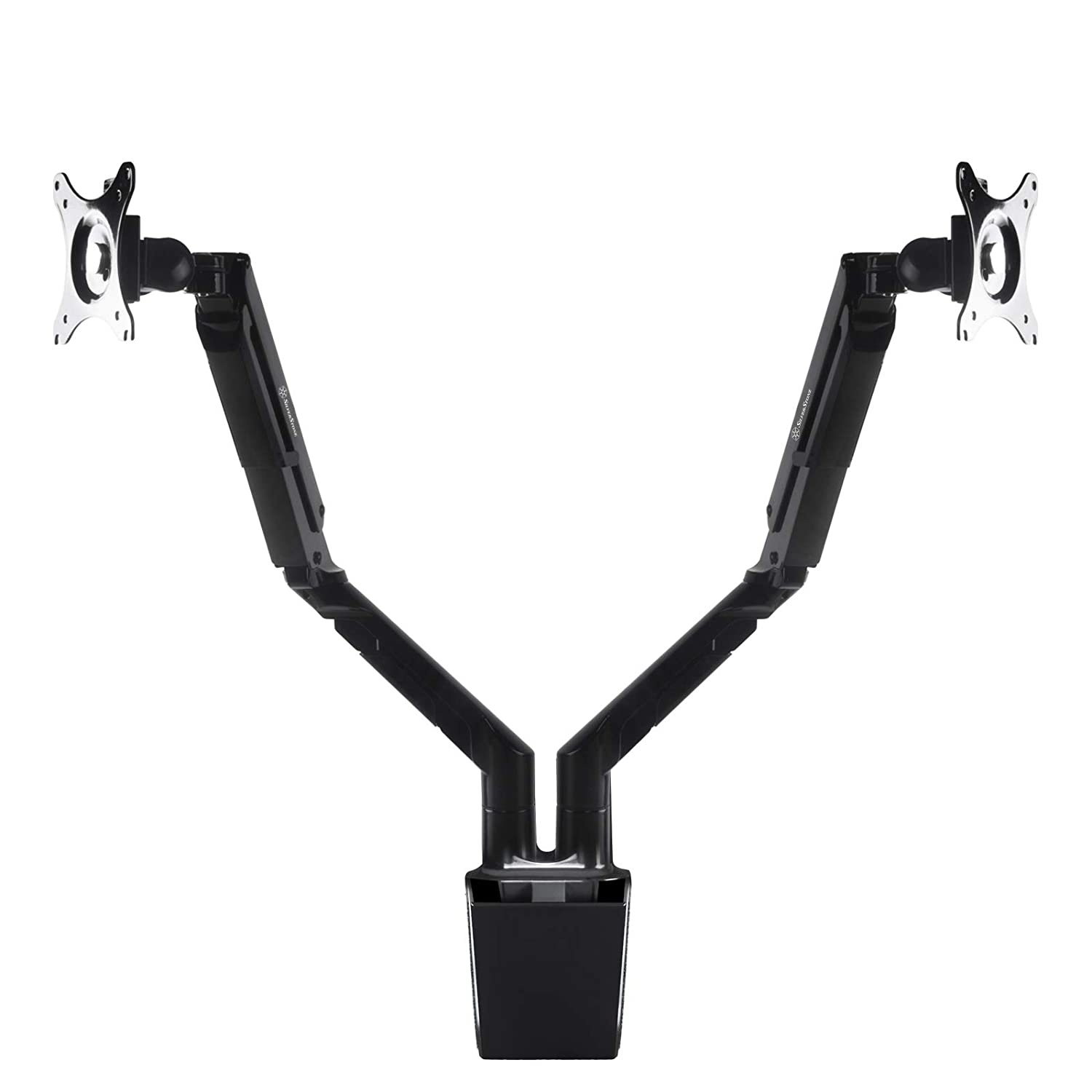 SilverStone Technology ARM21B Dual Vesa Monitor Riser Arm Mount for 2 Monitors up to 36" and 9Kg Each (Acer and Asus Monitor Compatible) (SST-ARM21B)