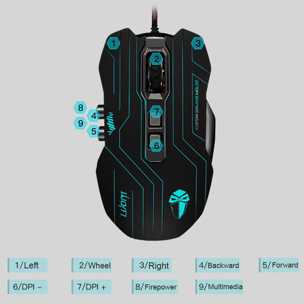 UrChoiceLtd&reg; Gaming Mouse, G5 Wired 4 Colors LED Light Breath 3200DPI 9 Buttons Optical Usb Ergonomic Pro Gamer Mouse For PC Laptop Computer