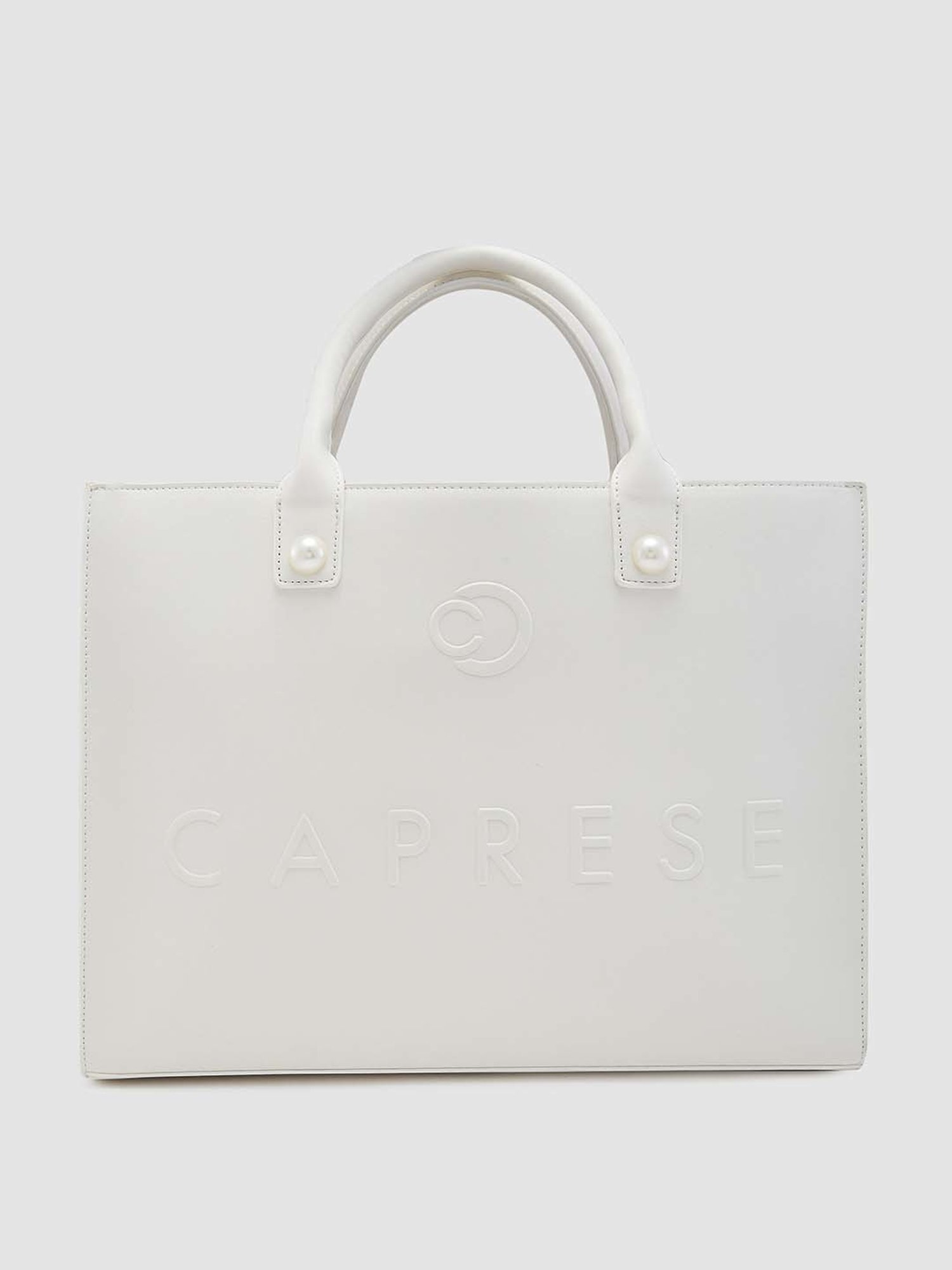 Caprese Pink Cloud Tote Large White Women Handbag | Office Handbag | The Kiara Collection