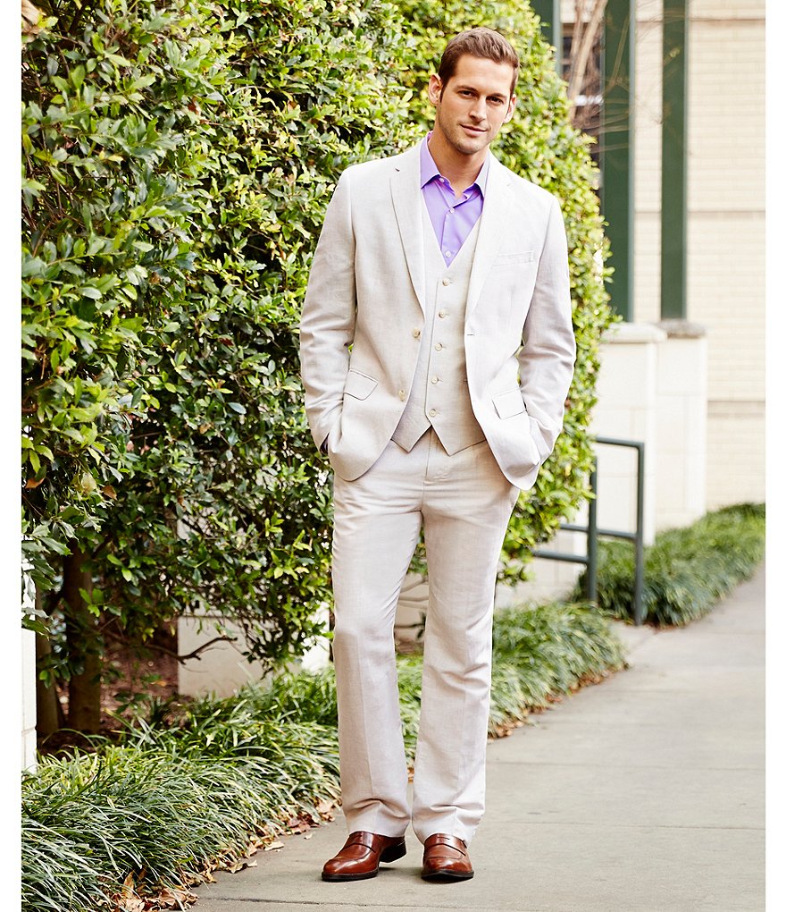 Perry Ellis Big & Tall Linen Herringbone Blazer