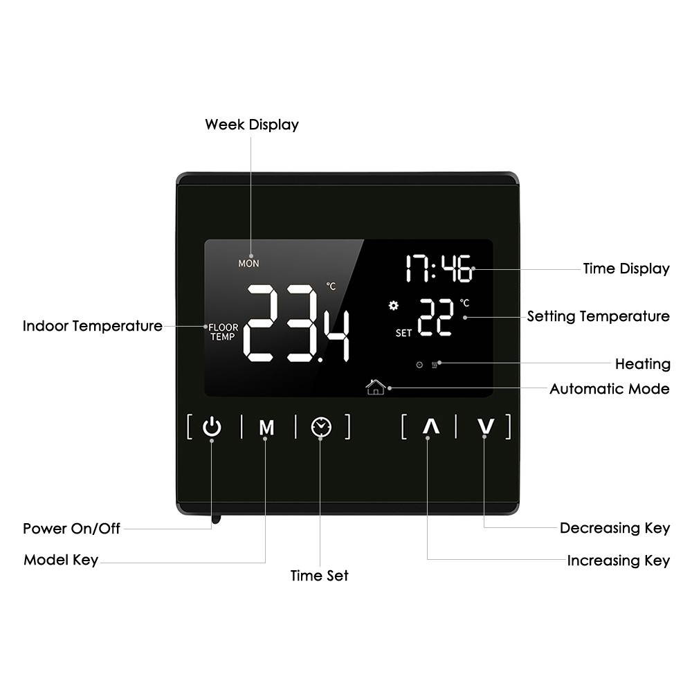 Smart LCD Touchscreen Thermostat for Home Programmable Electric Floor Heating System Thermoregulator AC 85-250V Temperature Controller