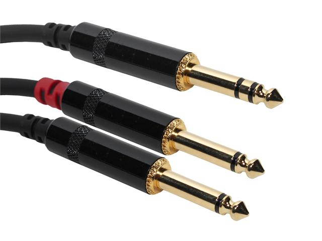 SuperFlex GOLD Y Patch Cable, (2) 1/4in TS to TRS - 5' Length