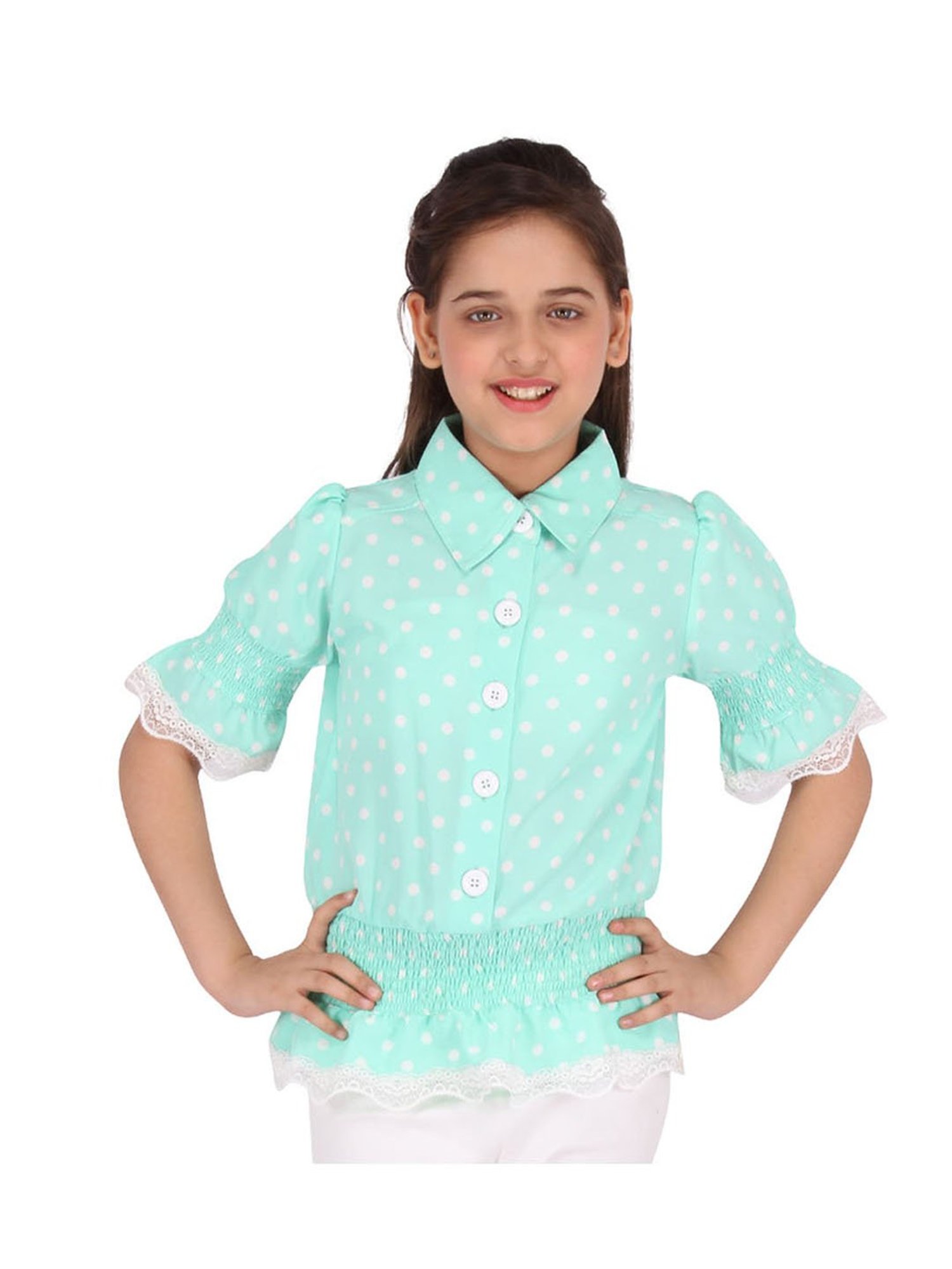 Cutecumber Kids Green Printed  Top
