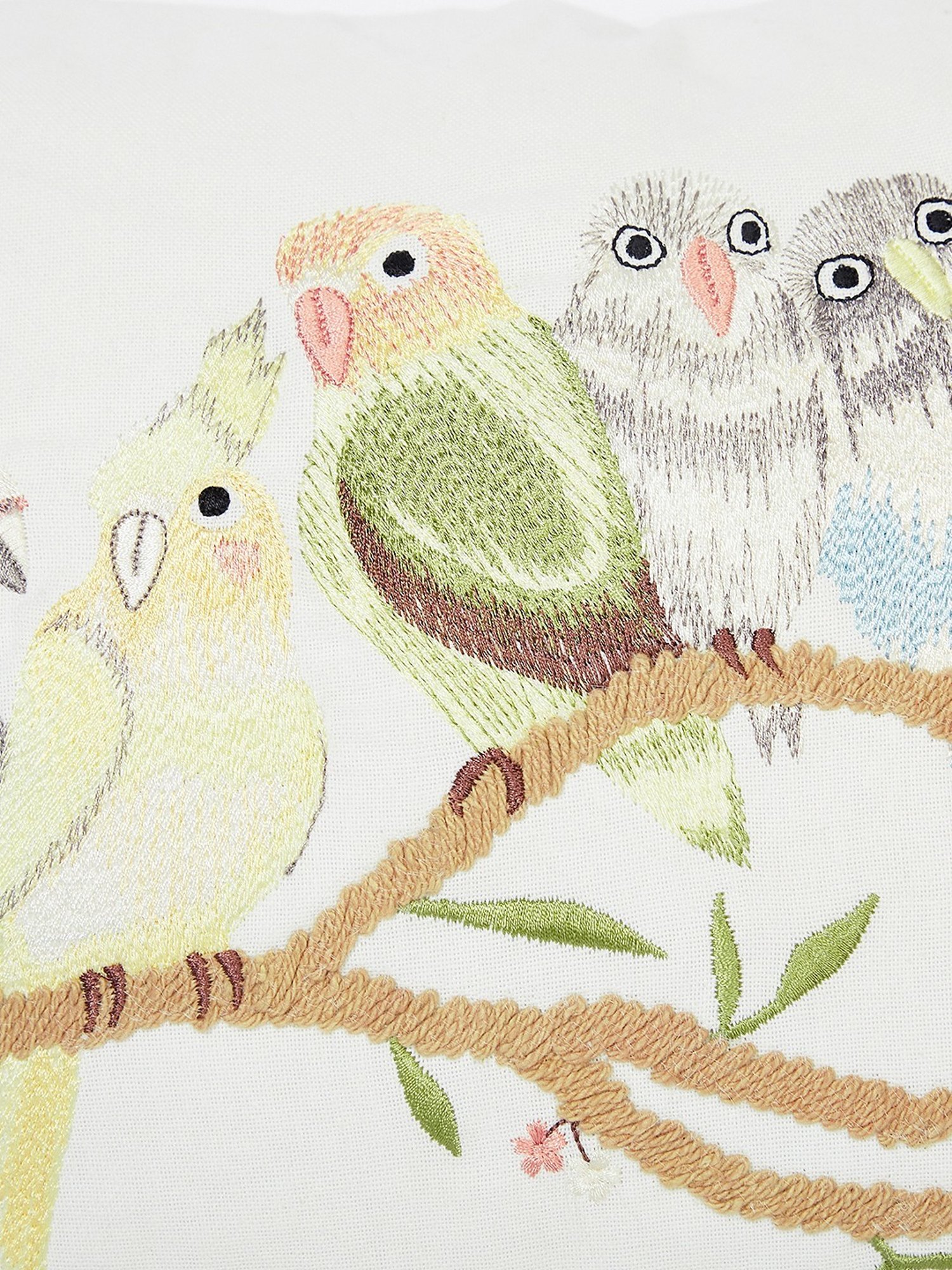 Haus & Kinder Birds on Branch Embroidery Multicolor Cotton Decorative Cushion Cover