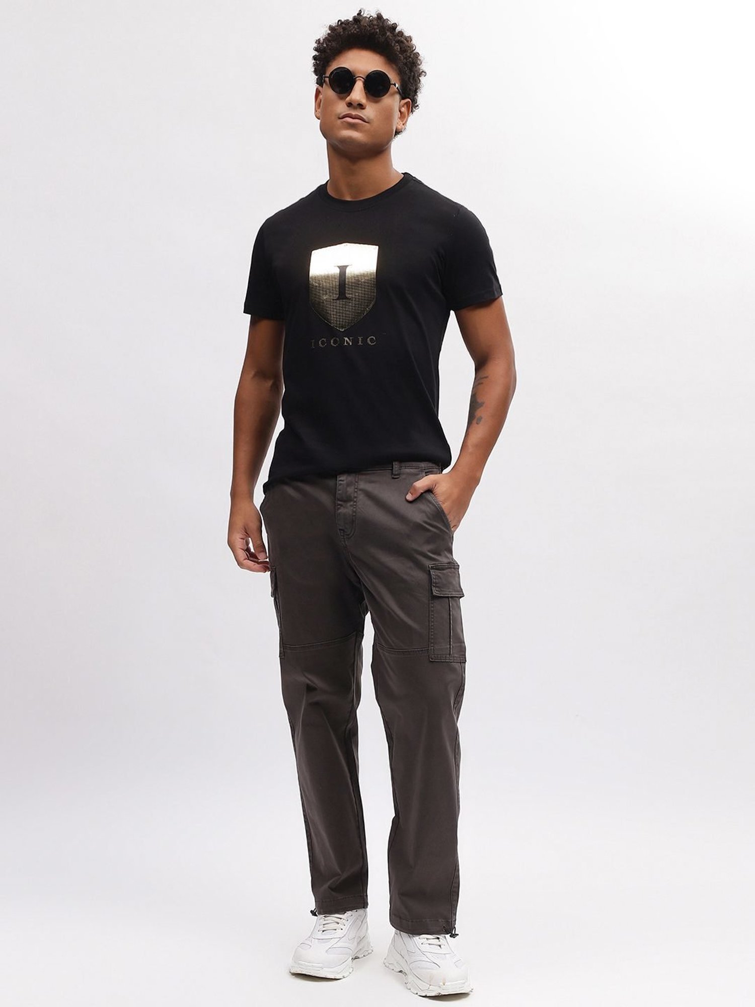 Iconic Men Typography Regular Fit Cotton T-shirt