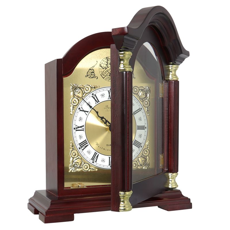 Bedford Clock Collection Redwood Mantel Clock with Chimes