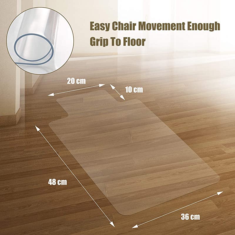 Chair Mat 2MM Rolling Chair Mat for Hardwood Floor Transparent PVC Home Office Floor Protector Mat 36 X 48 with Lip
