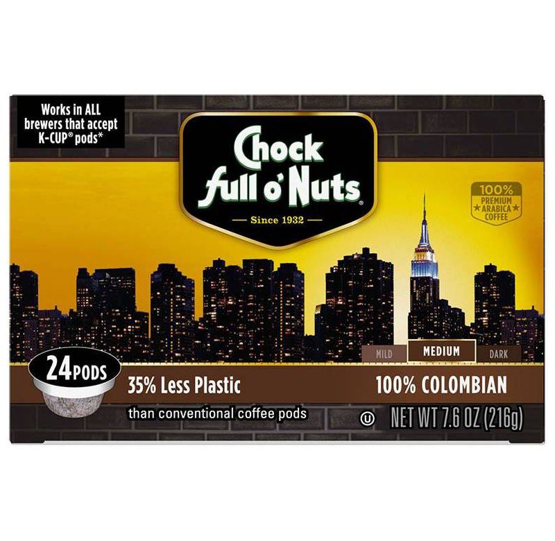 Chock Full Colombian Medium Dark Roast Coffee - Single Cup - 24ct/5.7oz