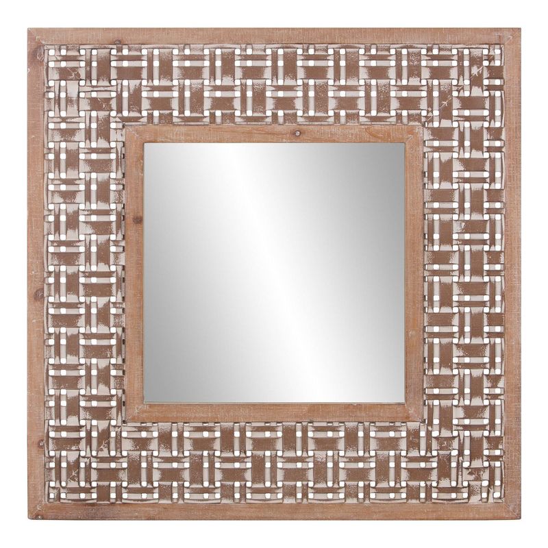 32" x 32" Lattice Woven Square Decorative Wall Decor Wood/Brown - Patton Wall Decor