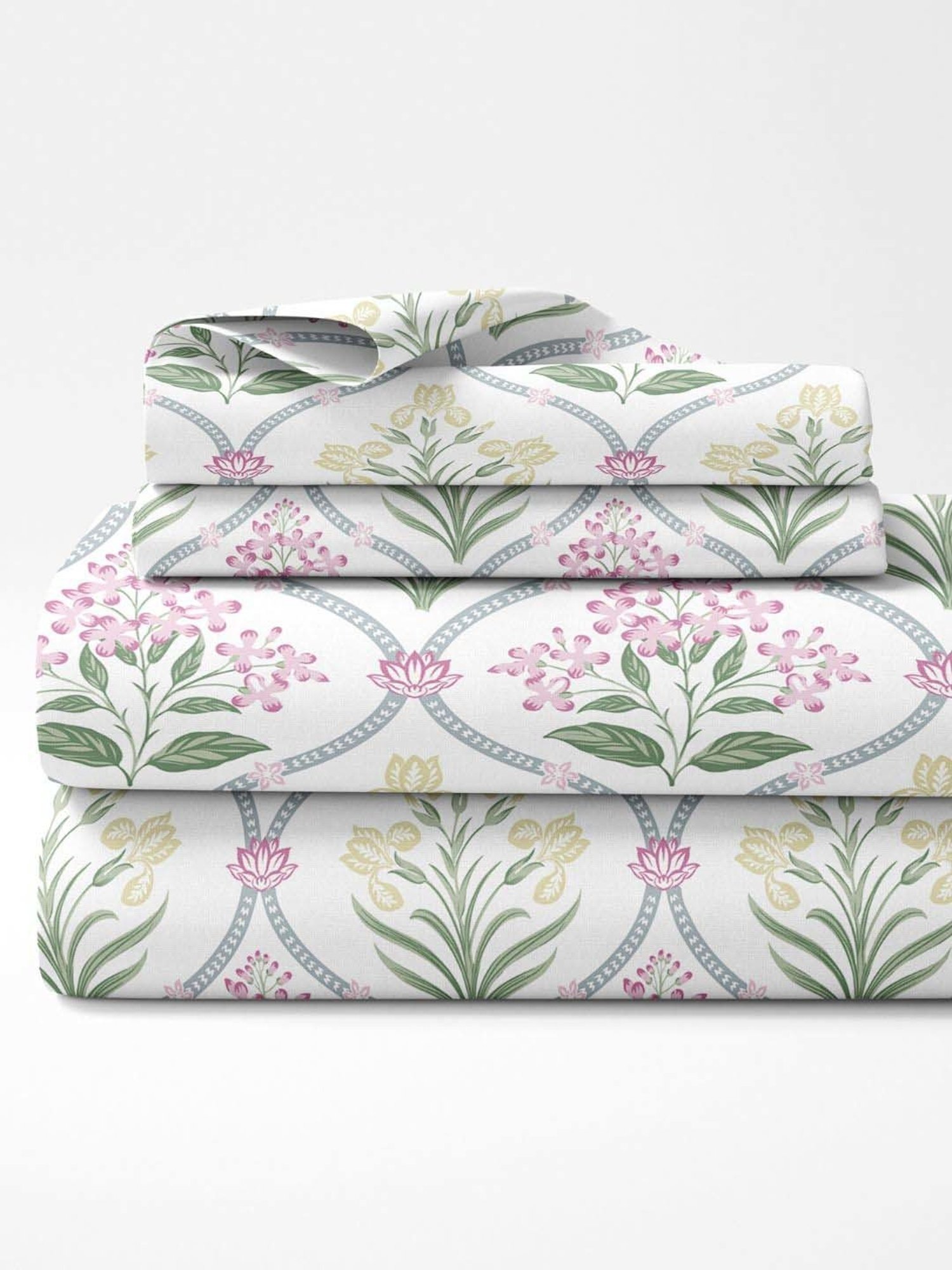 Haus & Kinder Cotton 186 TC Yellow Blossom Double Bedsheet with 2 Pillow Covers