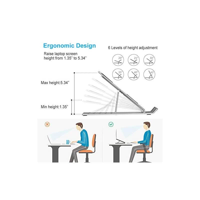 Stand,Holder Riser Portable Adjustable Computer Tablet Stand,Multi-Angle Adjustable Foldable Aluminum Desktop Holder Mount Compatible with MacBook,iPad, HP, Dell, Lenovo 10-15.6&rdquo; Silver
