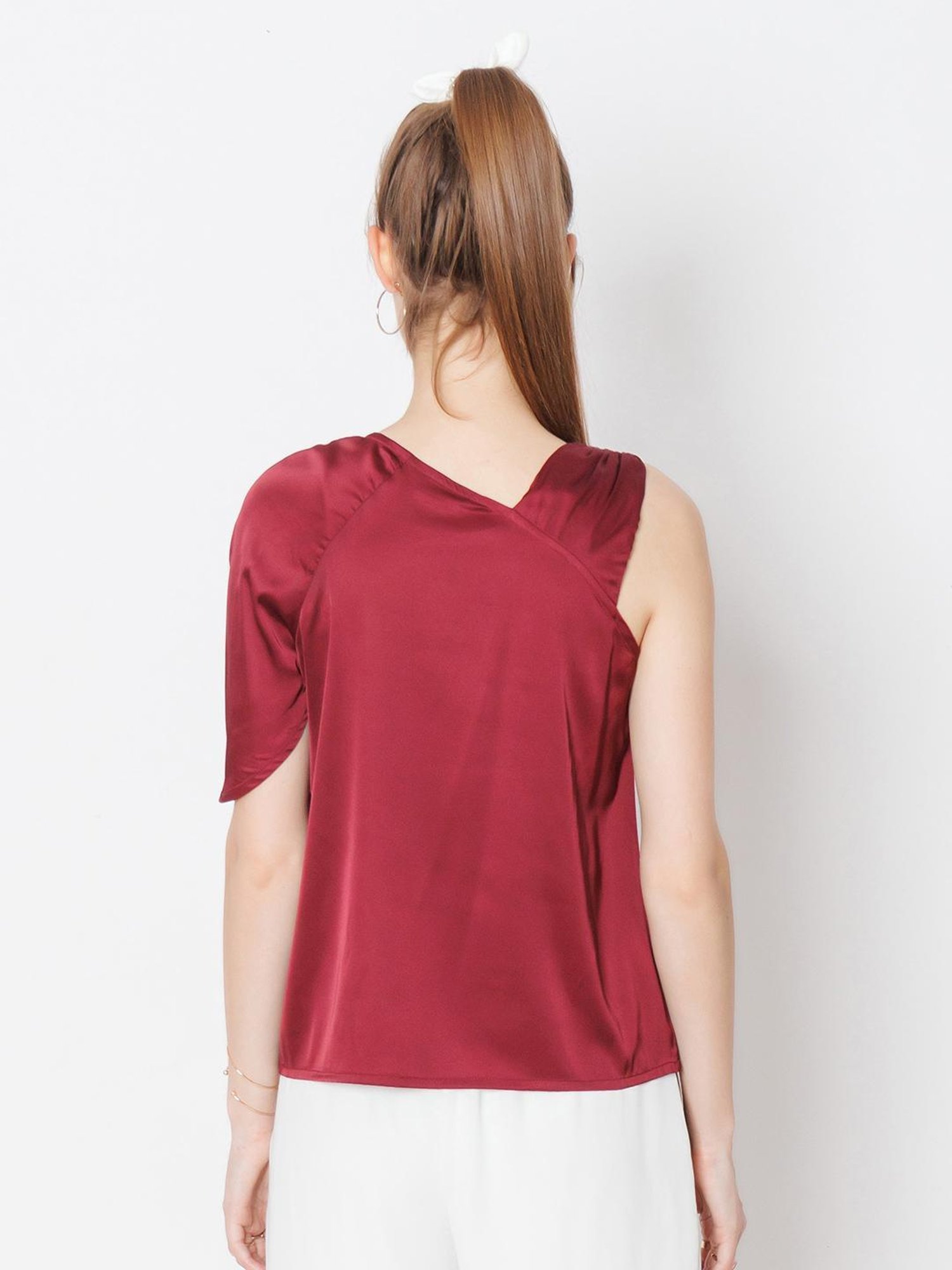 Zink London Maroon Slim Fit Top