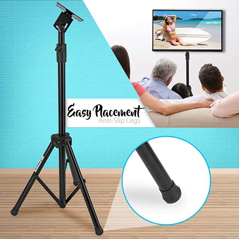 LED TV Tripod Stand - 2 Pcs Portable TV Stand, Foldable TV Stand Mount, Fits LCD Flat Panel Screen TV Up to 32" w/Adjustable Tilt & Height, 22lbs Weight Capacity, VESA 75, 100 - PTVSTNDPT3215X2