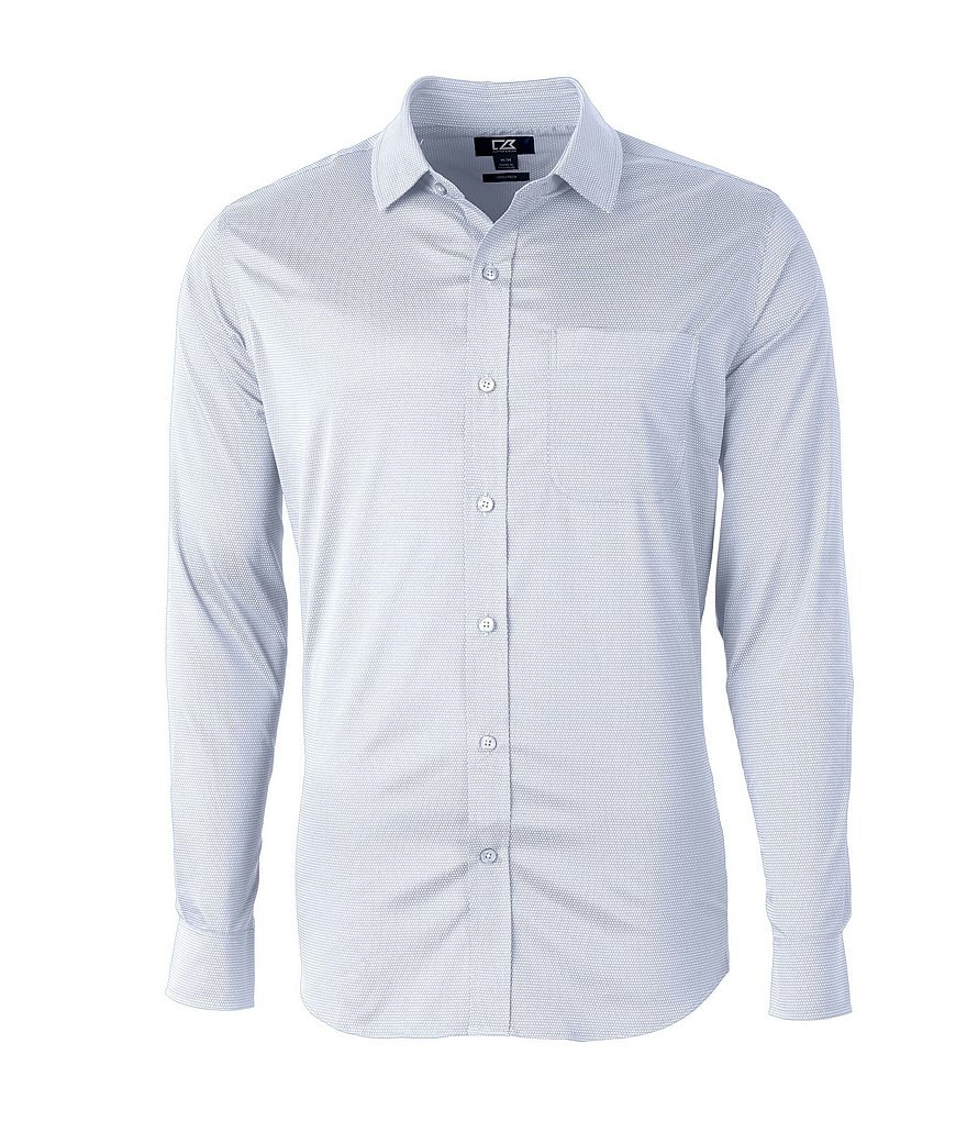 Cutter & Buck Big & Tall Versatech Geo Dobby Performance Stretch Long-Sleeve Woven Shirt