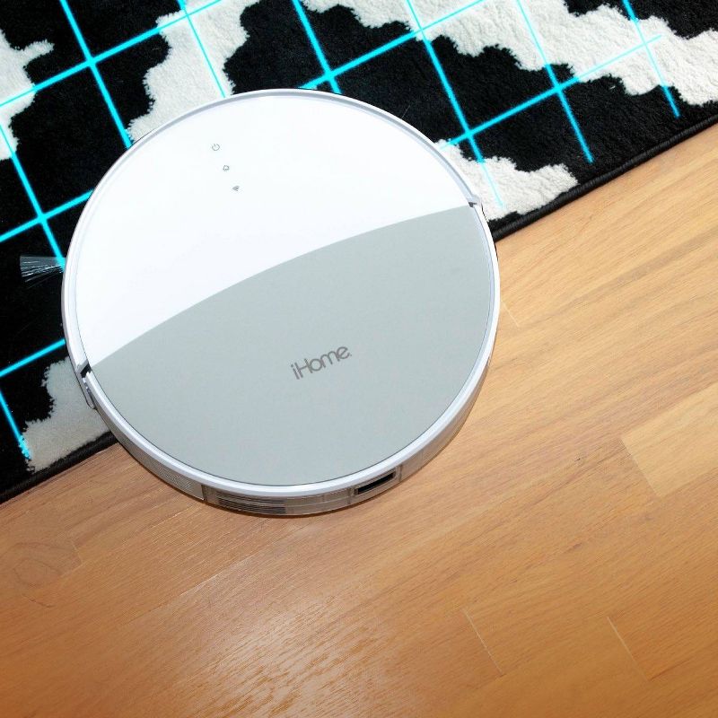 iHome AutoVac 2 in 1 Robot Vacuum & Mop with HomeMap Navigation/Mapping, Strong Suction Power - White