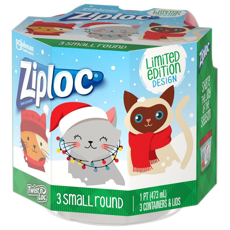 Ziploc Holiday Twist 'N Loc Storage Containers - Red - 16oz/3ct