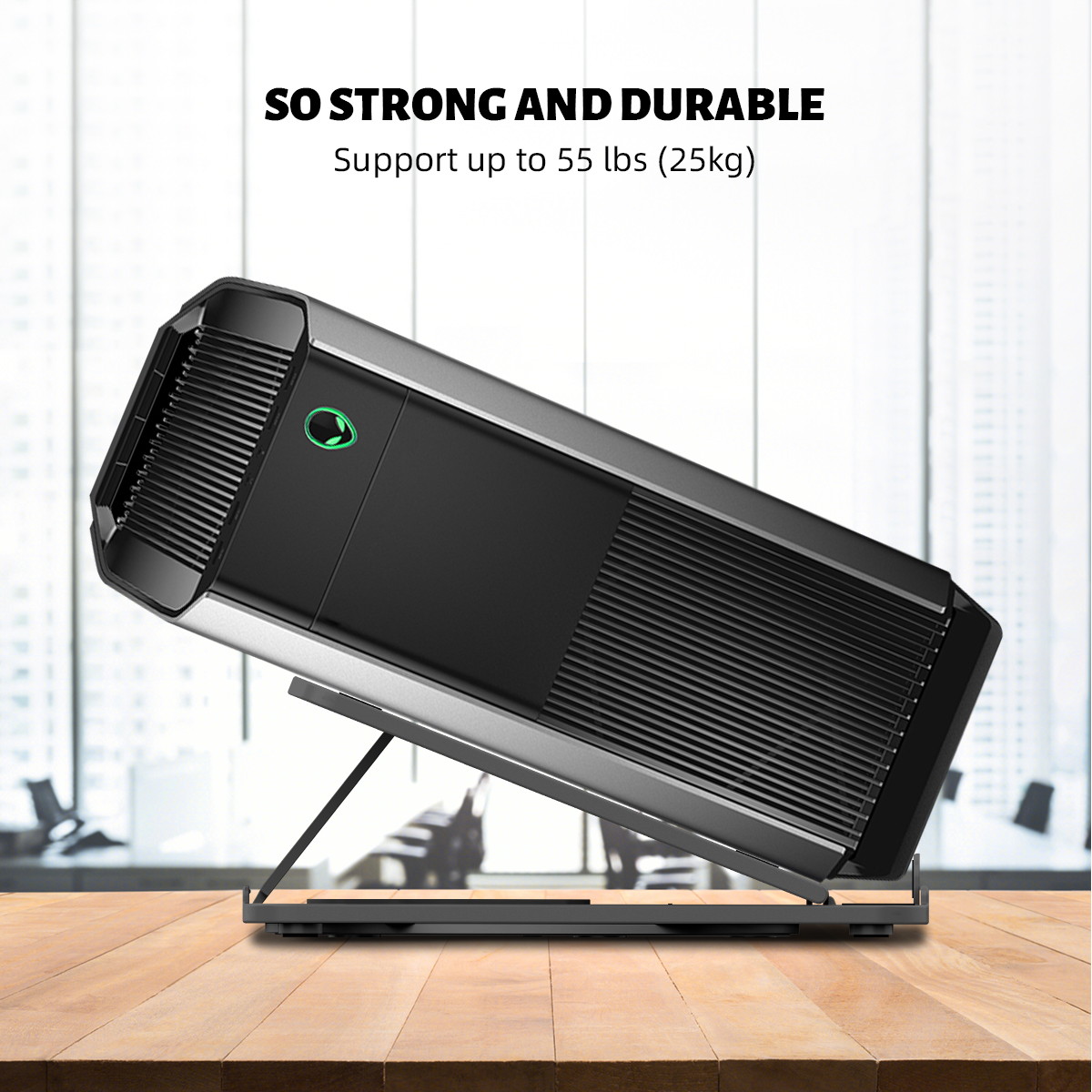 ICE COOREL Laptop Stand Height Adjustable, Laptop Riser Foldable, Laptop Holder for Desk, Notebook Stand for Lap, Portable Laptop Stand with Phone Holder, Compatible with Laptops up to 15.6 inch