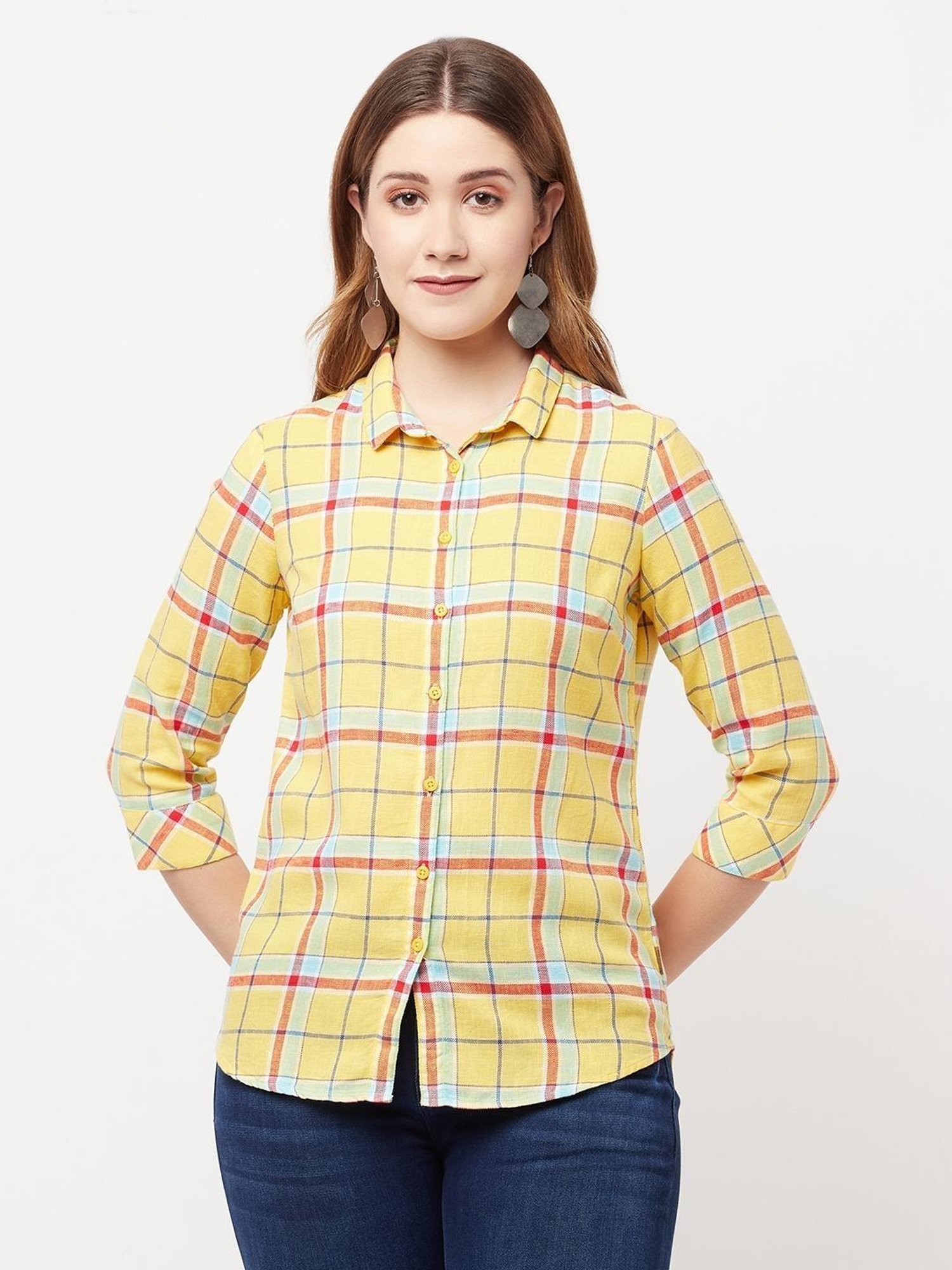 Crimsoune Club Yellow Checks Shirts