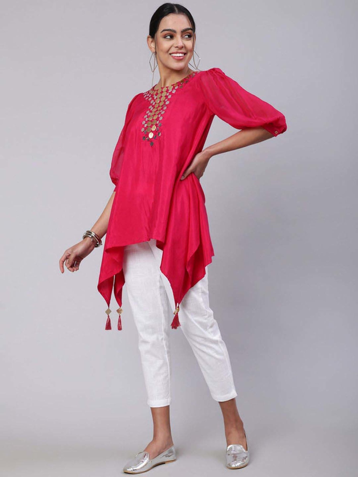 Jaipur Kurti Pink Embellished Tunic
