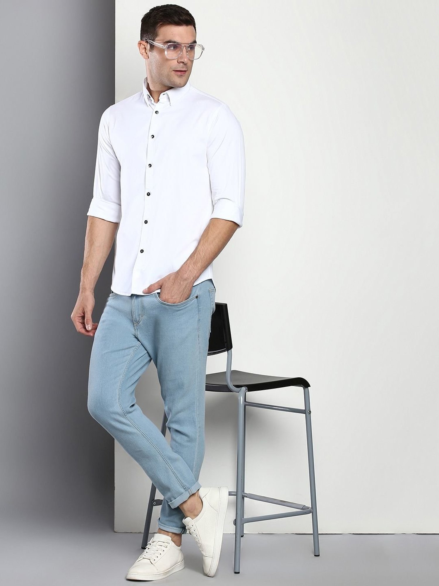 Dennis Lingo White  Slim Fit Shirt