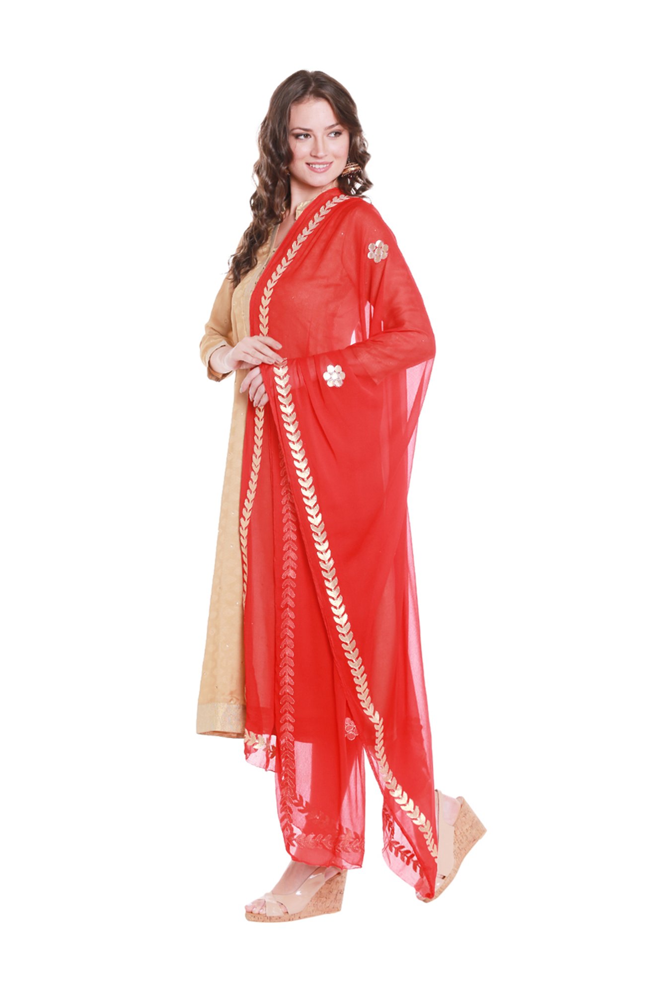 Stylum Red Plain Dupatta