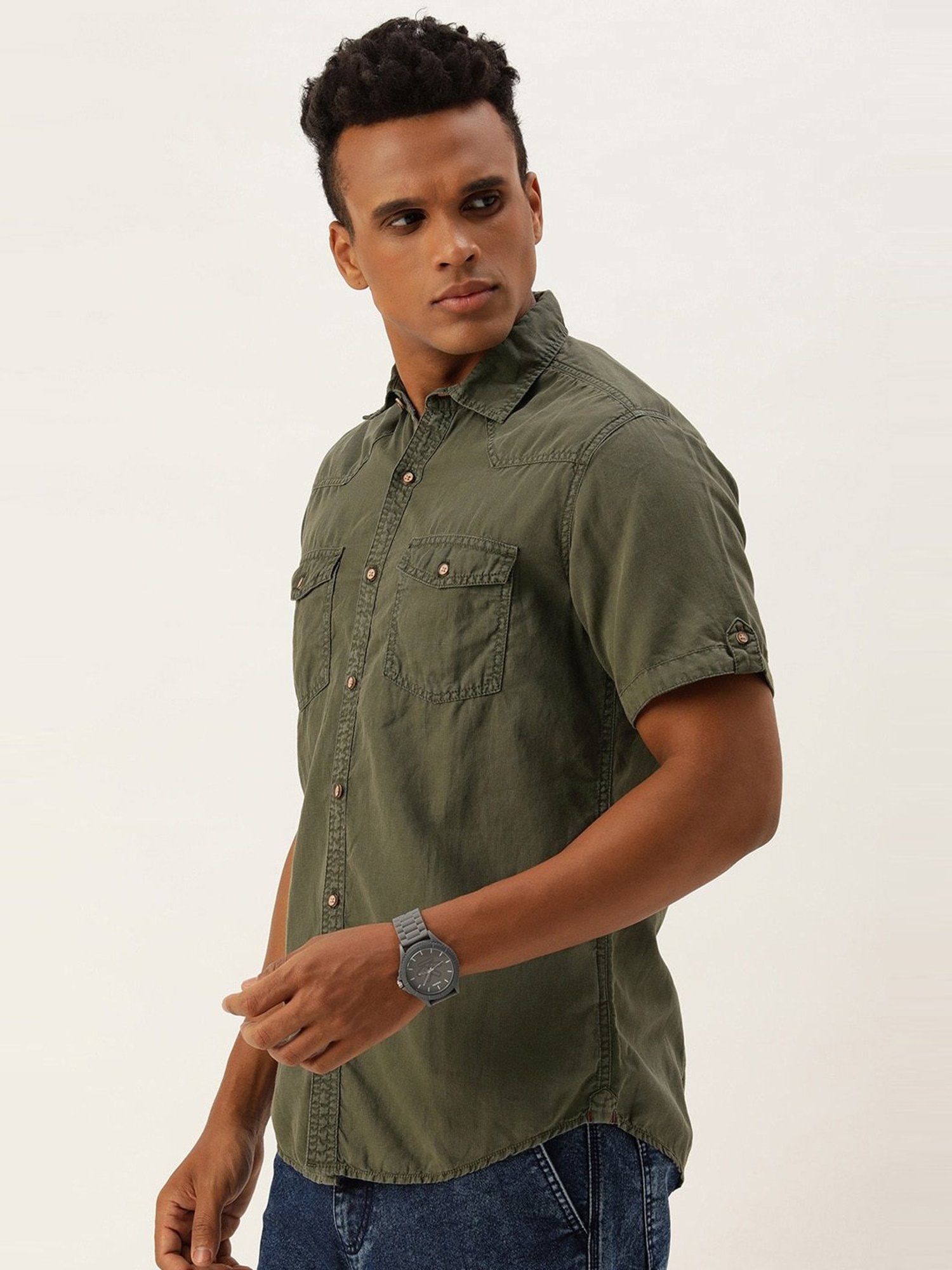 Bene Kleed Olive Regular Fit Shirt