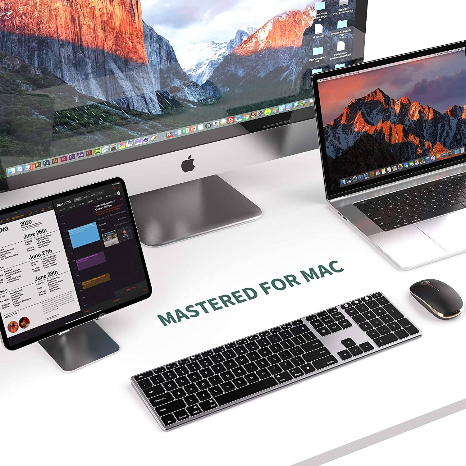 Backlit Bluetooth Keyboard for Mac, Jelly Comb Advanced Aluminum Multi-Device Keyboard, Ultra-Slim Rechargeable Wireless Keyboard, Compatible with Apple MacBook Pro/Air, iMac, iPad, iPhone, K62BA-3