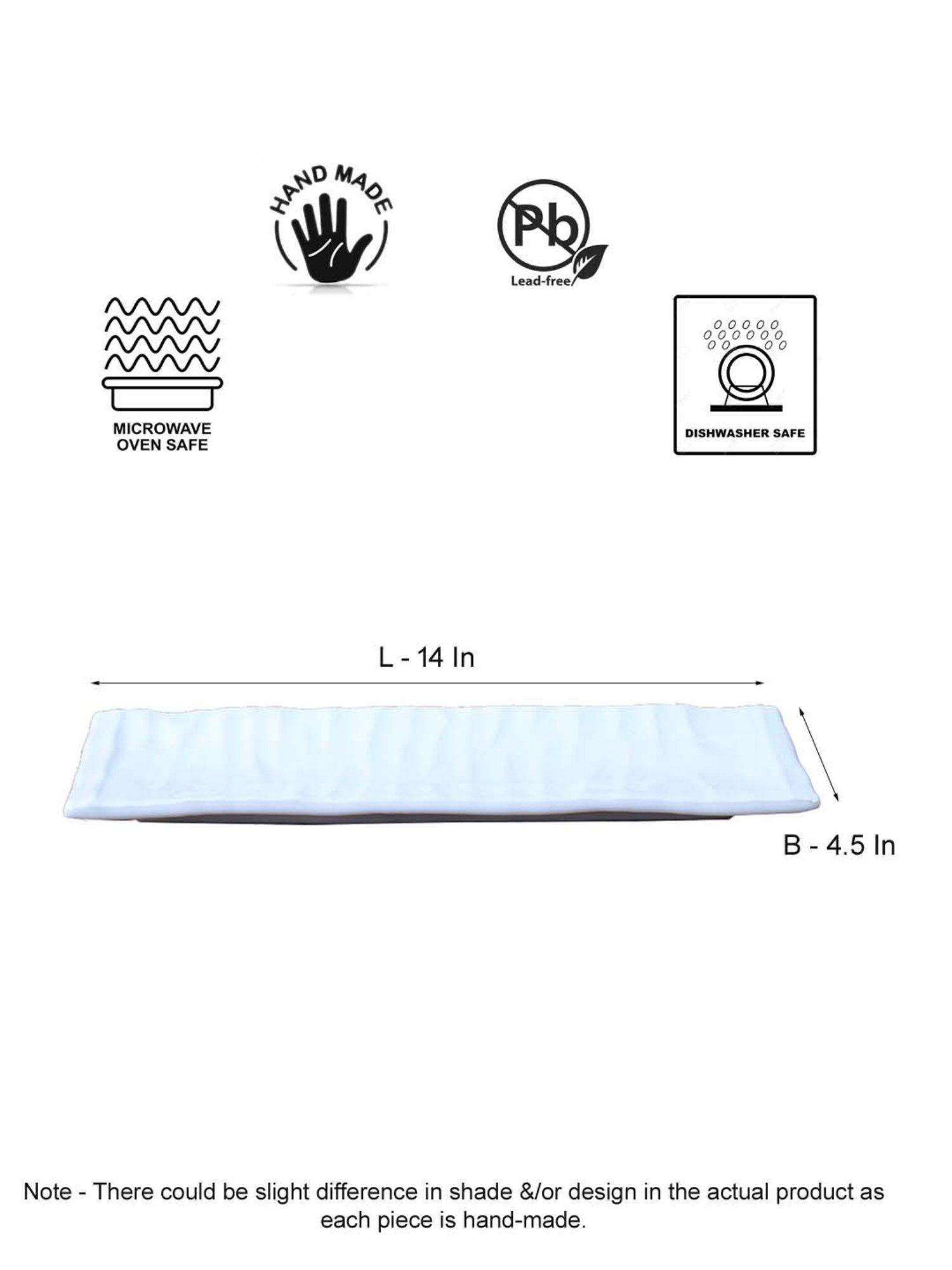 VarEesha Awesome Solids White Ceramic Serving Platter - Set of 1