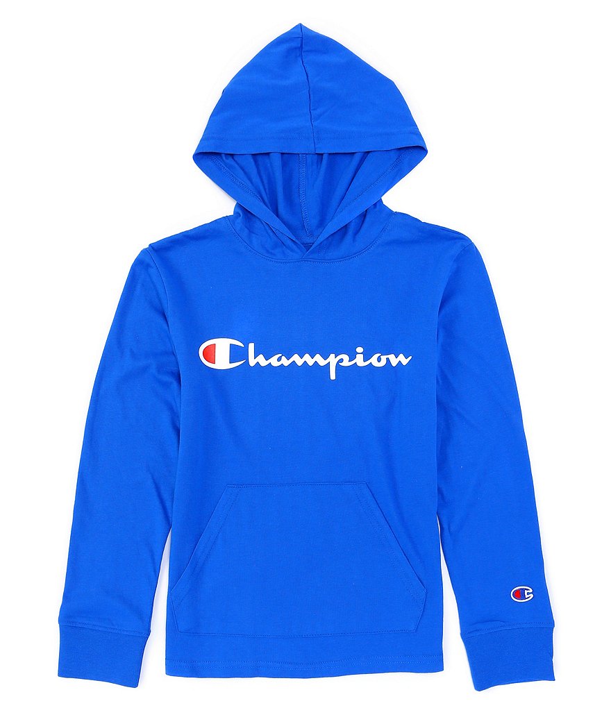 Champion Big Boys 8-20 Long-Sleeve Signature Logo Hooded Tee