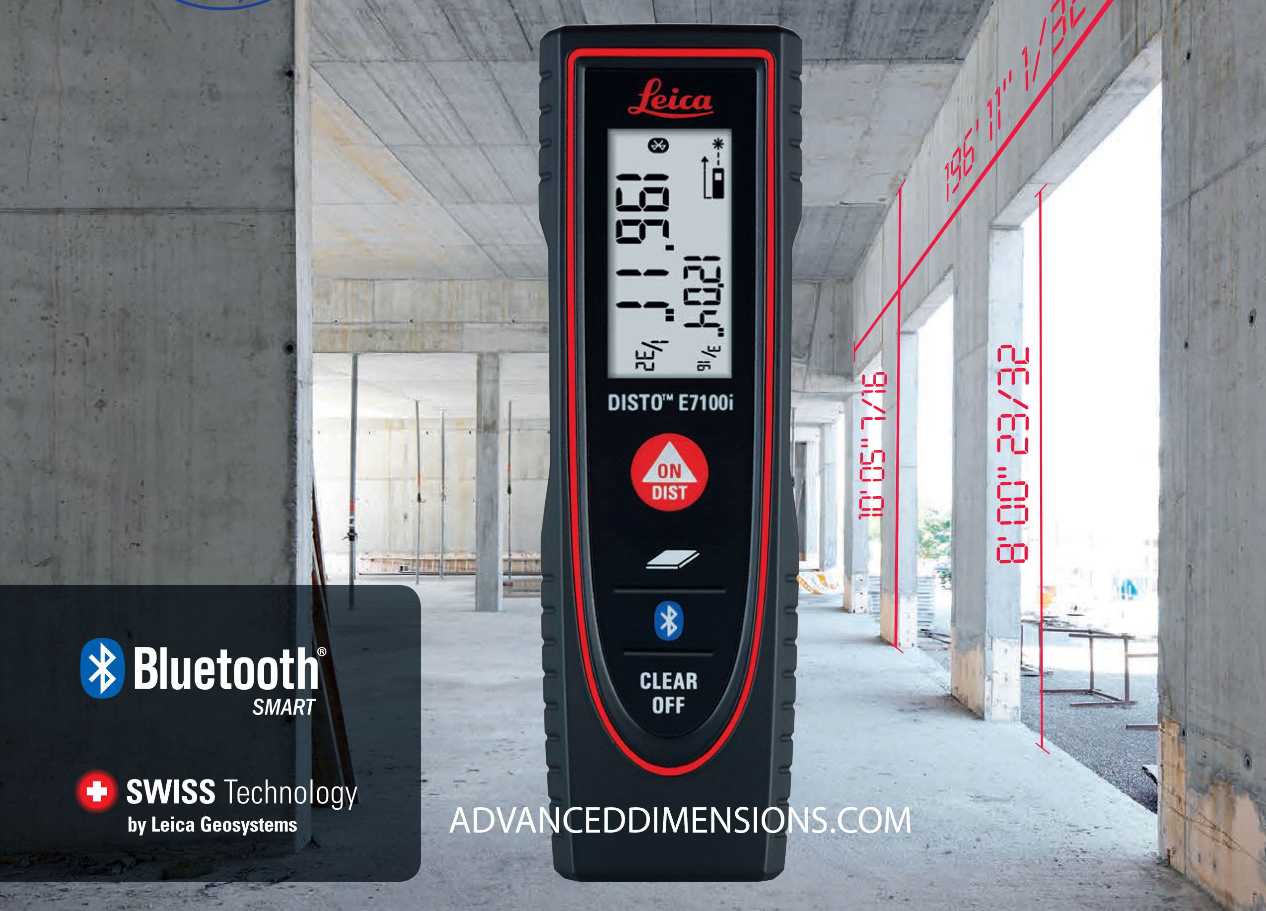 Laser Distance Meter,200 ft.,LDC LEICA DISTO E7100I
