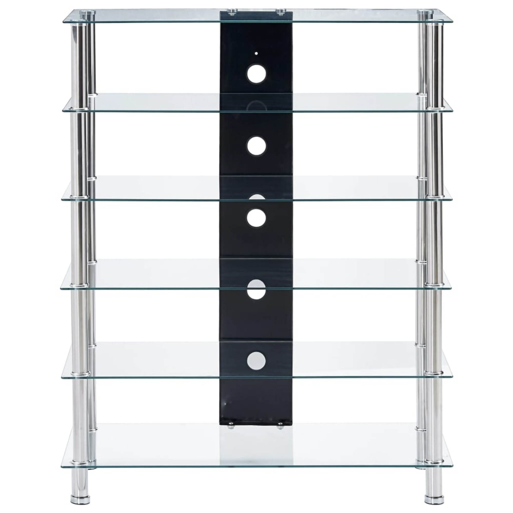 vidaXL HiFi Stand 6-Tier Transparent 35.4" Tempered Glass Sideboard Console