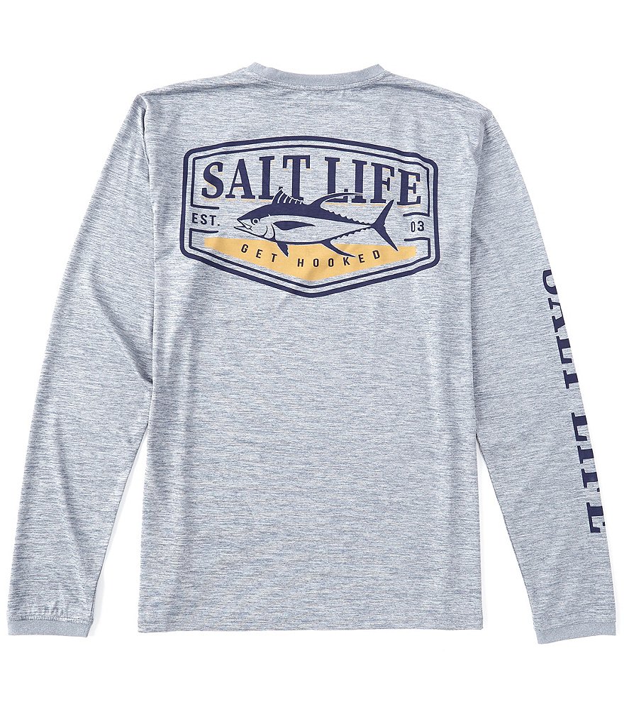 Salt Life Long-Sleeve Hooked Tuna Badge SLX Graphic UPF Rashgaurd T-Shirt