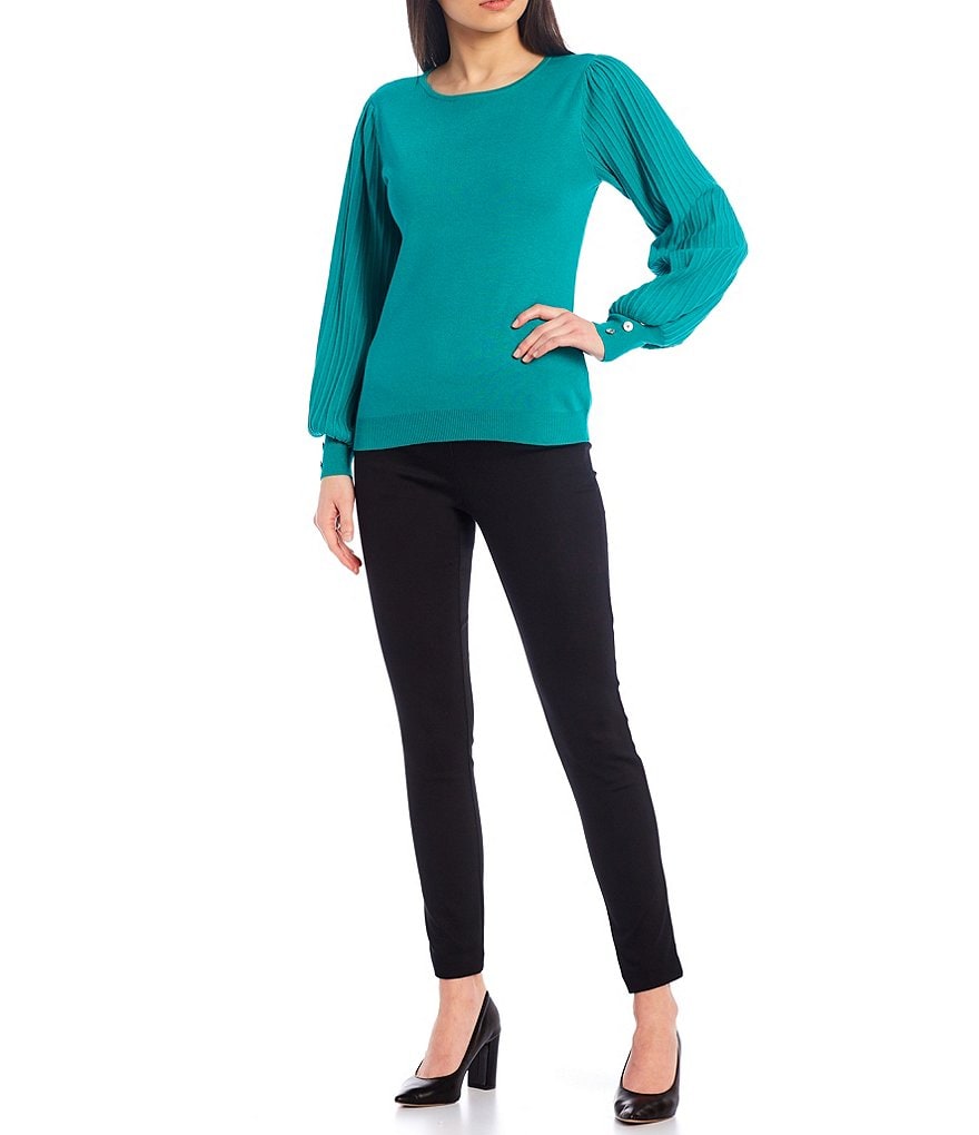 Alex Marie Rosa 3/4 Sleeve Button Front Round Neck Cardigan