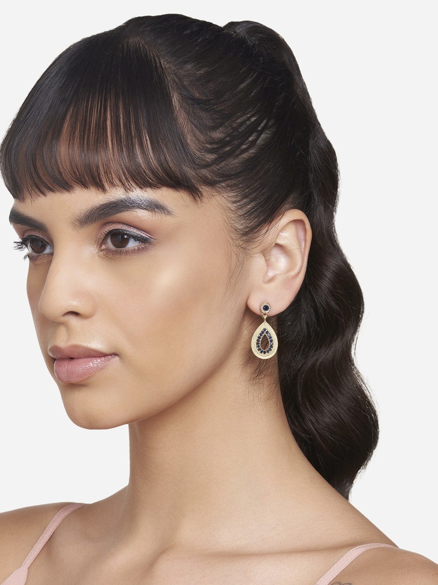 Accessorize London Blue Pave Teardrop Dangler Earrings