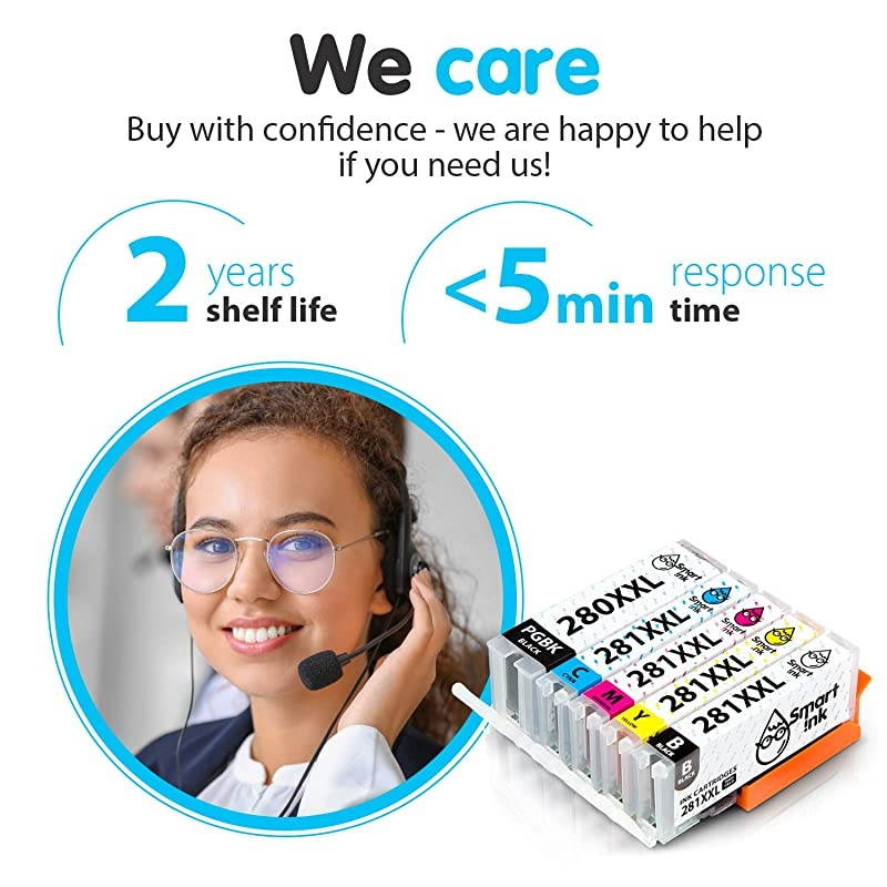 Compatible Ink Cartridge Replacement for Canon 280 281 PGI-280XXL CLI-281XXL use with Pixma TR8520 TS6120 TS9120 TS6220 TS8120 TR7520 TS8220 TS702 TS9521C (PGBK & BK/C/M/Y 5 Pack Combo)