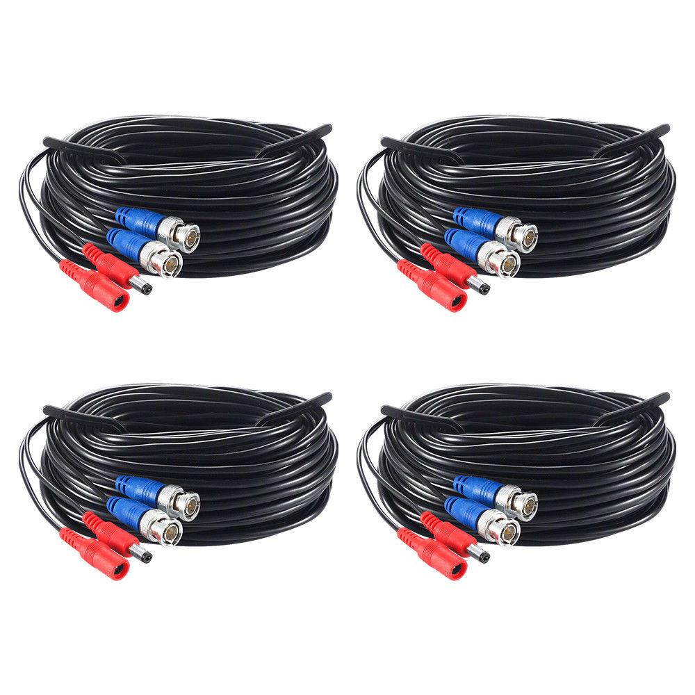 4x 60FT Video Power Cable BNC RCA Extension Cord for CCTV Security Camera New