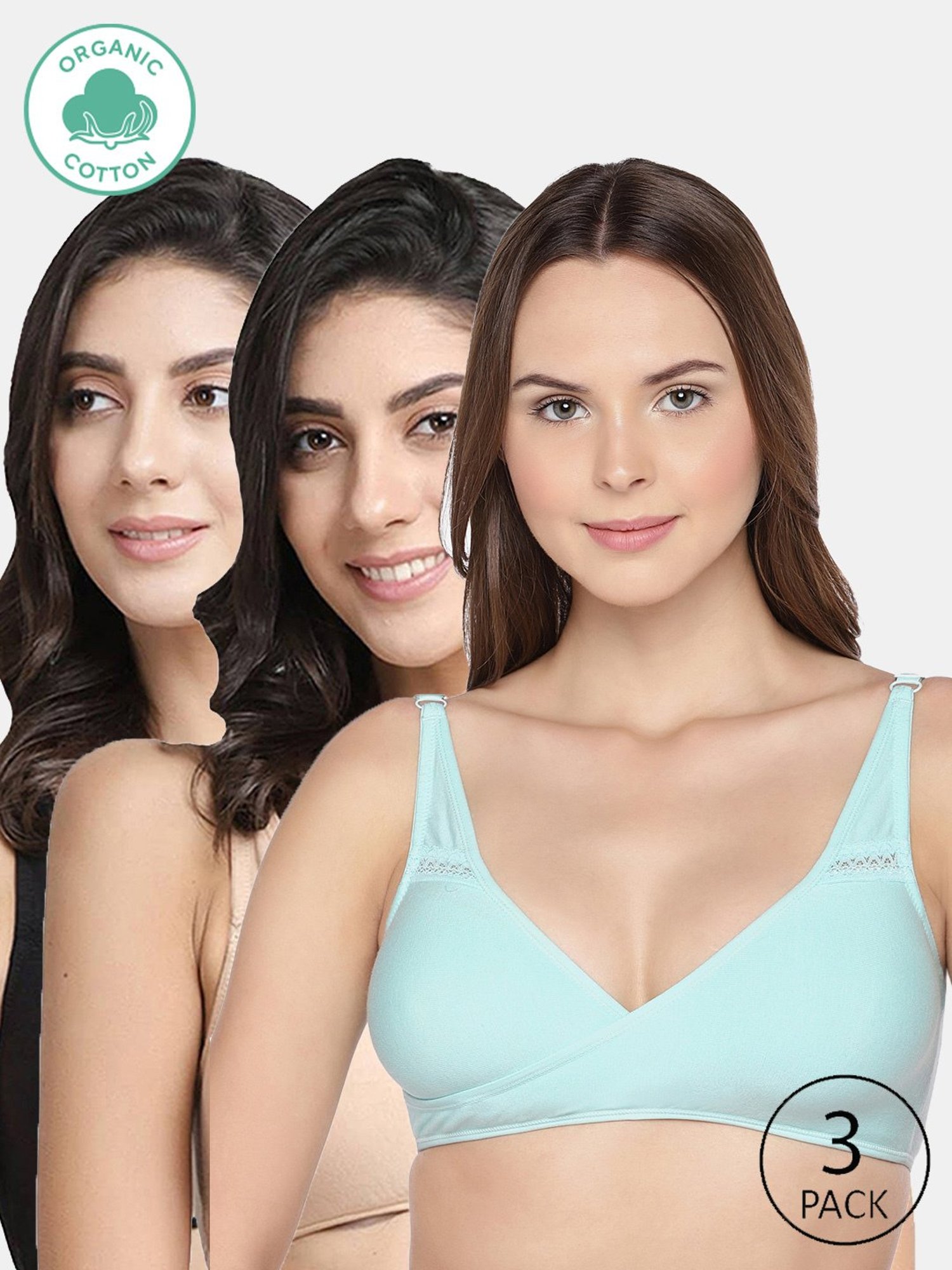 Inner Sense Multicolor Full Coverage Maternity Bra - Pack of 3