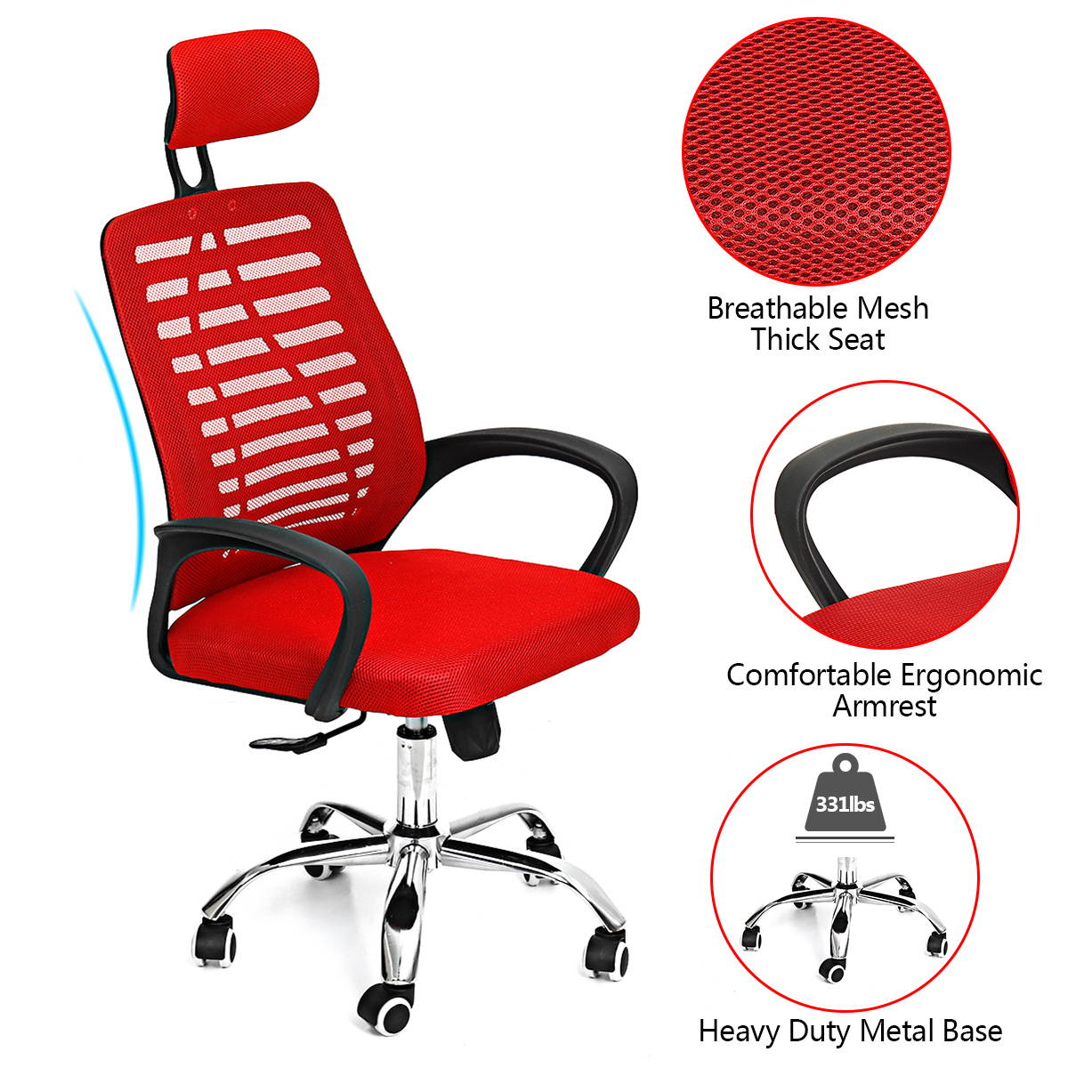 Ergonomic Office Chair Mesh Chair Ergonomic Swivel Mid Back Computer Chair Home Work