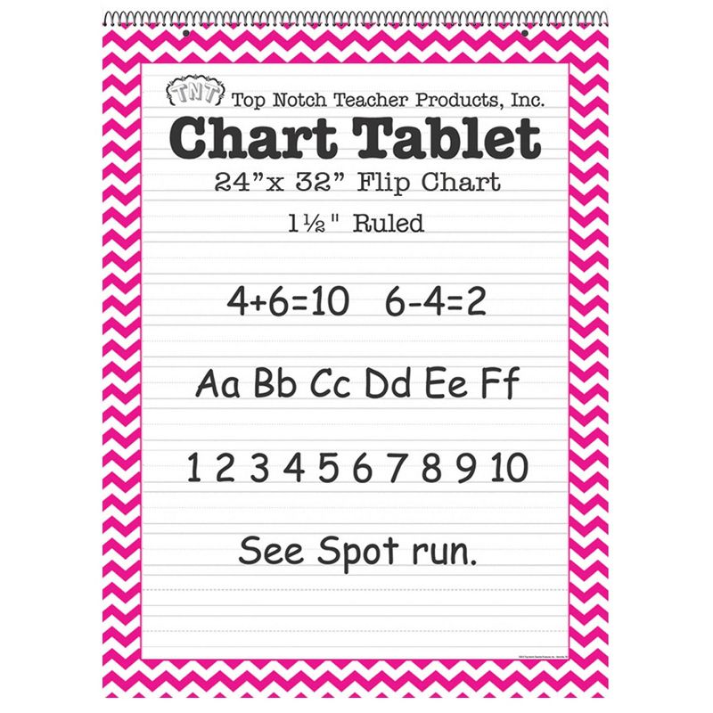 25 Sheets 24" x 32" Ruled Chart Tablet Pink Chevron Border - Top Notch Teacher Products