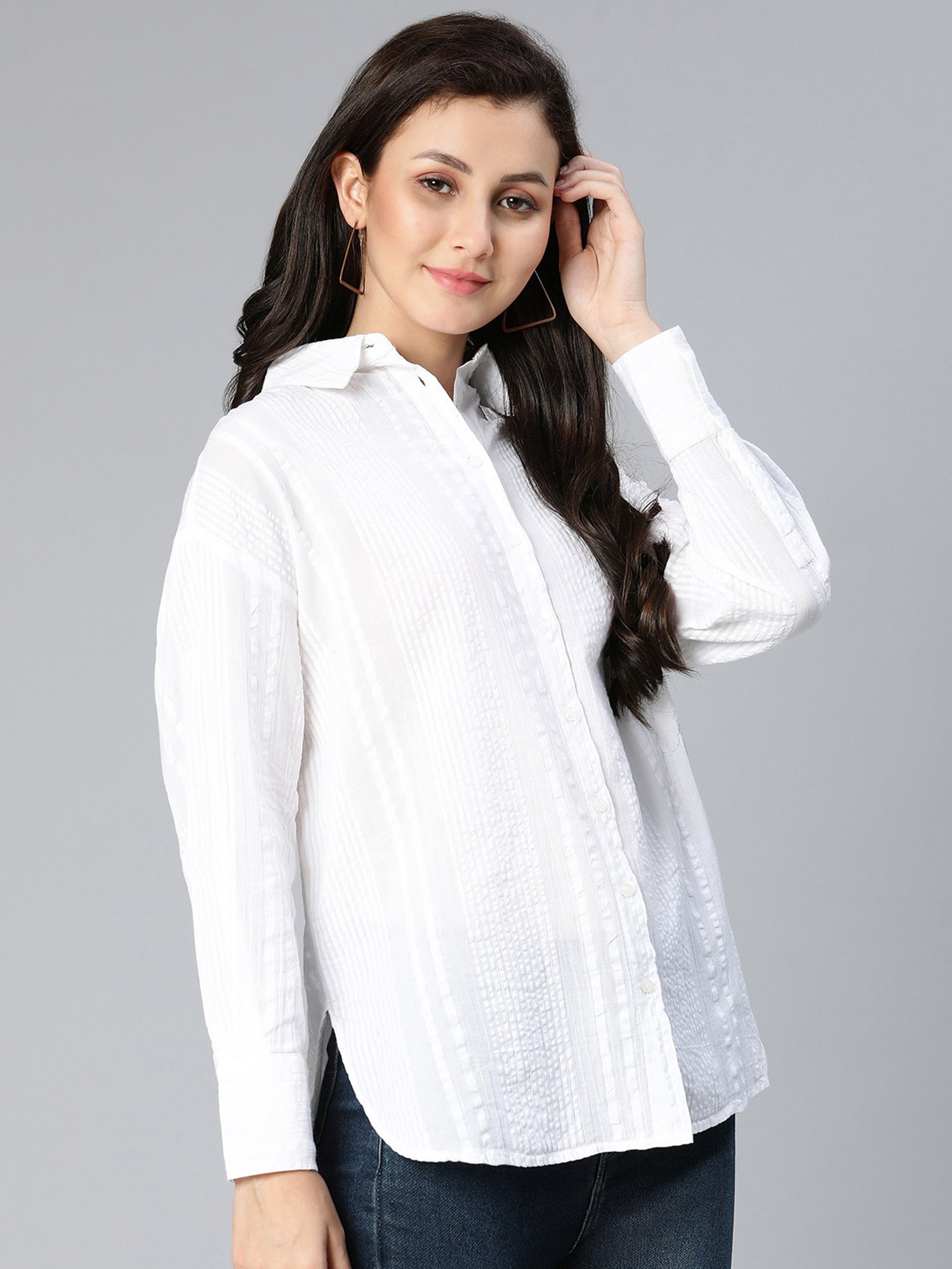 Oxolloxo White Cotton Striped Shirt